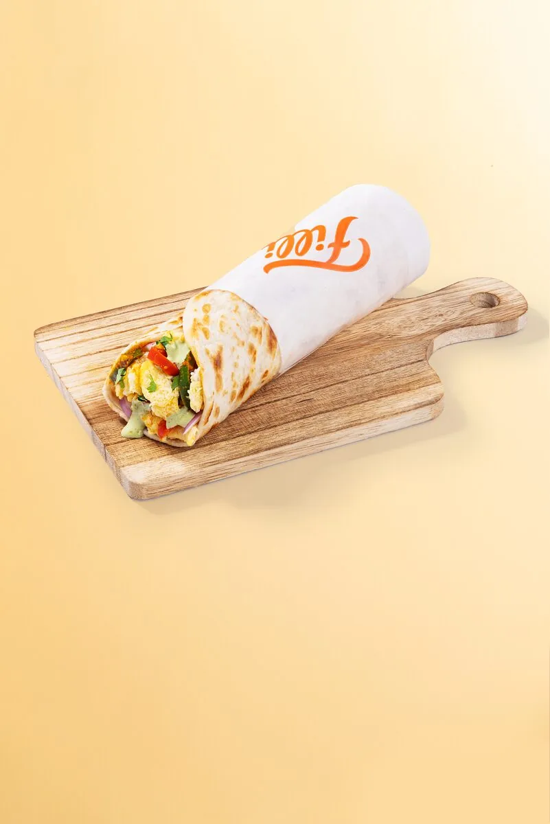 Egg-filled Anda Paratha roll in FiLLi paper