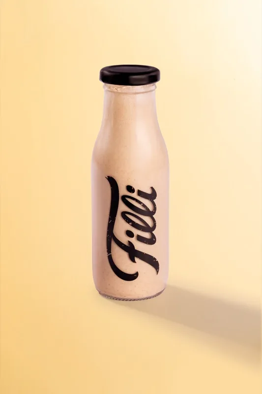 Sealed FiLLi bottle containing a Tiramisu milkshake