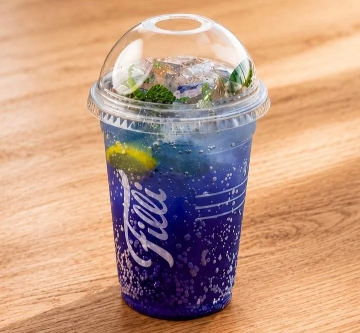 Purple and blue Blue Dragon mocktail over ice
