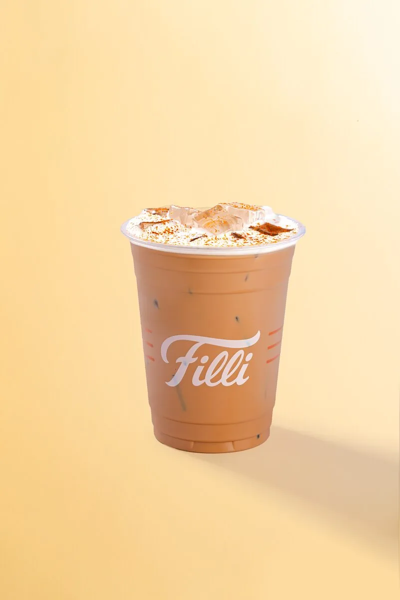 Clear FiLLi cup of iced Zafran chai