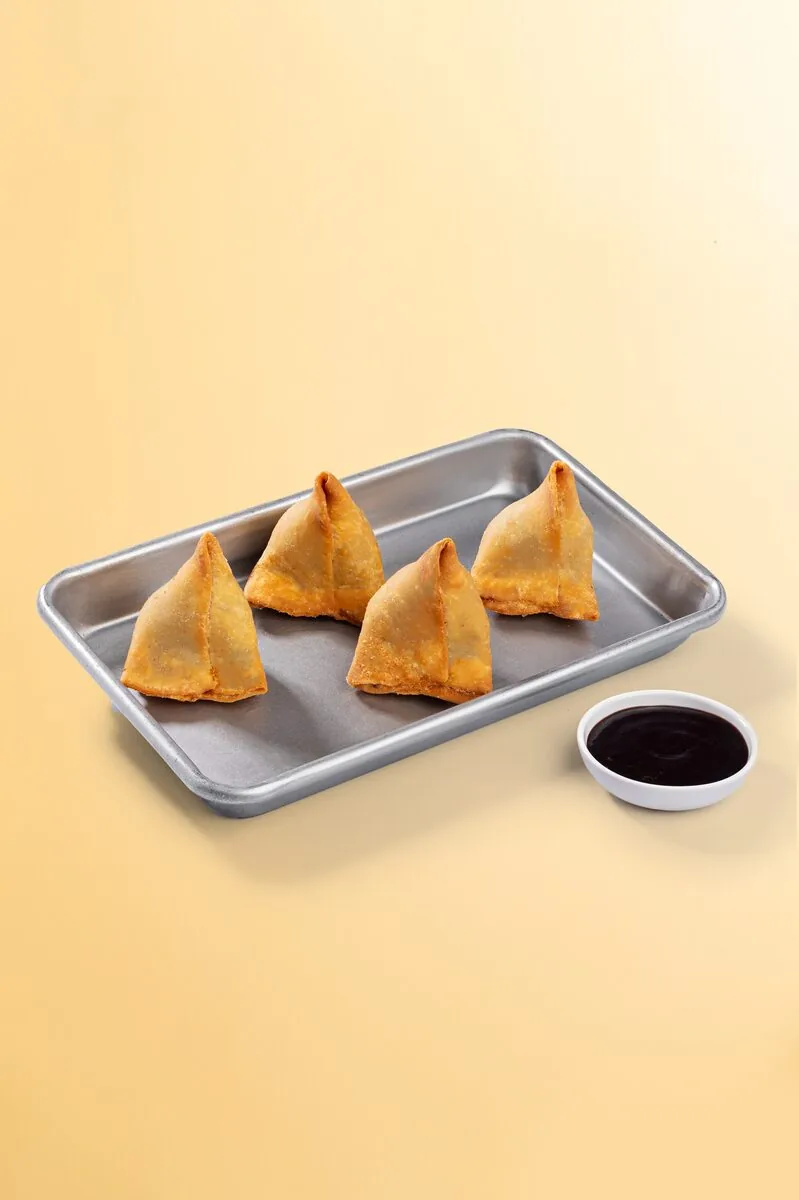 Chicken and beef samosas