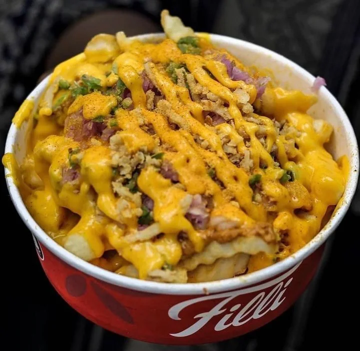 Keema loaded fries with cheese sauce